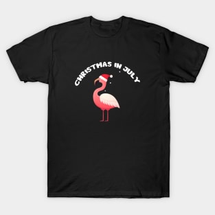Xmas in July, Funny Flamingo Santa Tropical Christmas T-Shirt